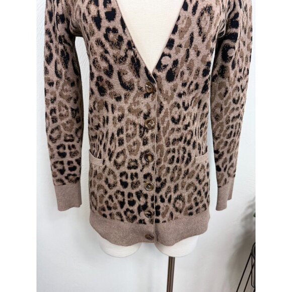 Skaist Tayloe Womens 100% Wool Leopard Print Cardigan - Picture 8 of 15